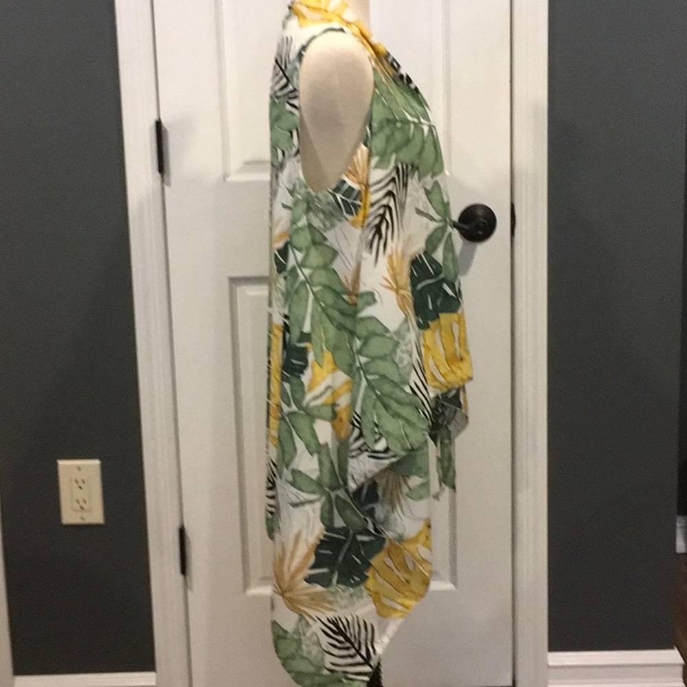 White Tropical Leaf Sleeveless Kimono 🏝 see pics - Picture 4 of 7